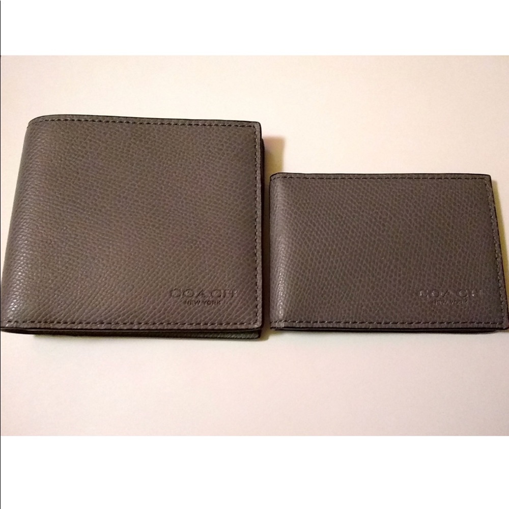 NWT Coach CROSSGRAIN MEN COMPACT ID LEATHER WALLET